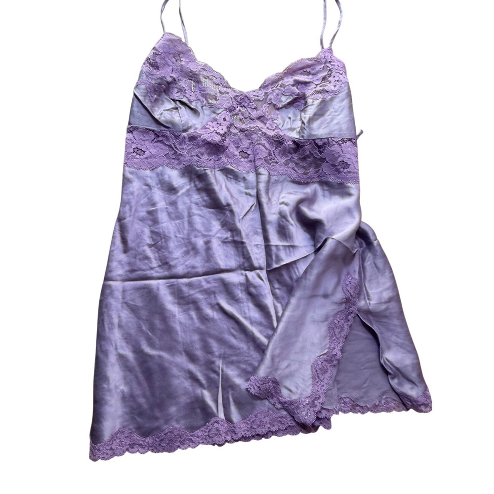 Victoria's Secret Silk Lace Trim Slip Dress Vintage Y2K Lavender Size M